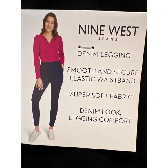 Nine West Women’s Black Denim Leggings Size XL 16-18 Cotton Blend Stretch Pants - Picture 4 of 6